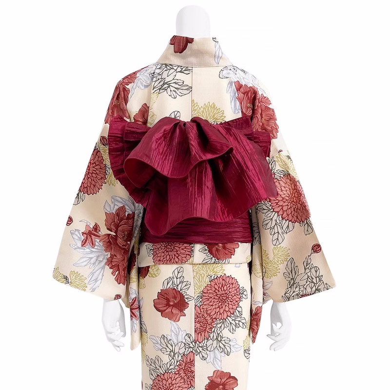 Ceinture japonaise Yukata Obi – Heko Obi plissée avec nœud floral, ceinture facile à nouer pour le festival d'été