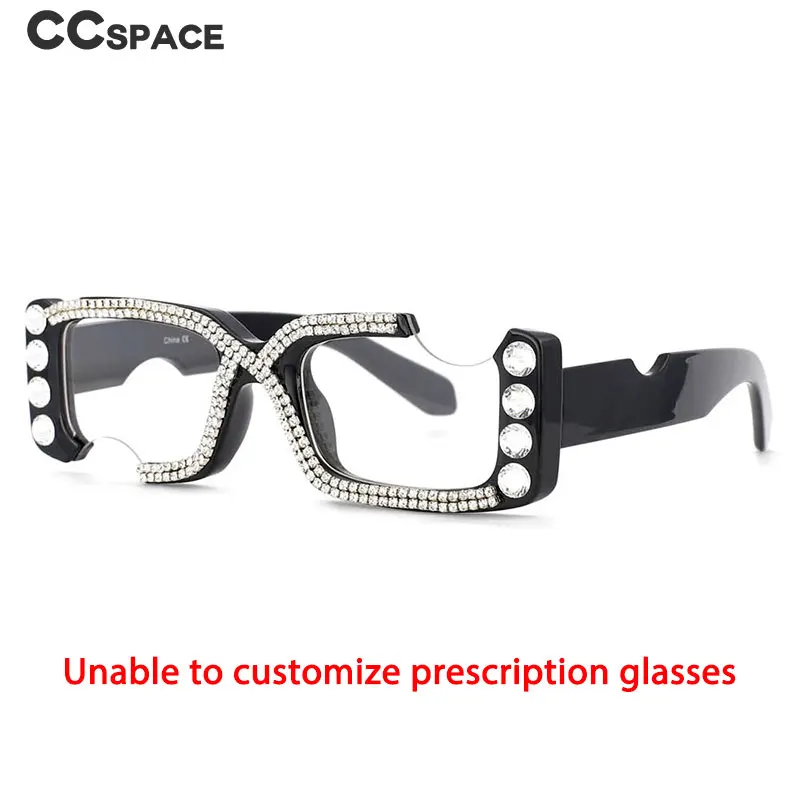53614 femmes luxe diamant carré Anti bleu lunettes montures mode ordinateur lunettes Rectangle rose lunettes