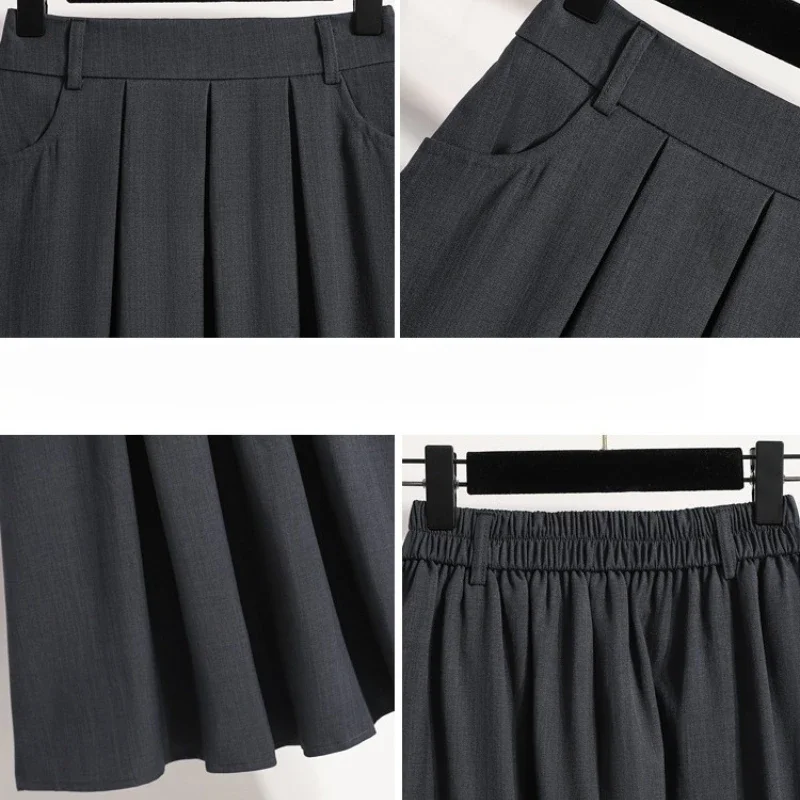 Robe Maxi trapèze plissée, couleur unie, jupe polyvalente mi-longue, couverture des hanches, nouveau Style printemps été 2026, jupe mi-longue