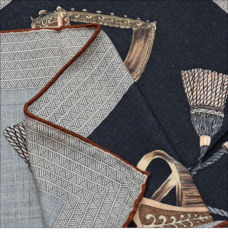 Petite écharpe carrée en laine de soie, accessoire décontracté double face double couleur pour hommes et femmes, automne "65F0016"