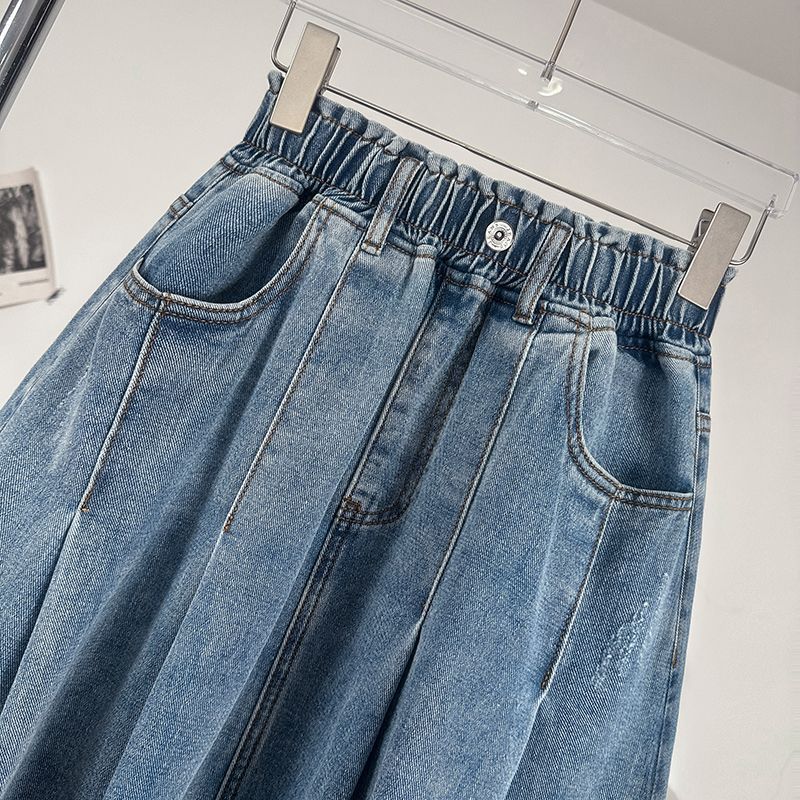 Jupes en jean pour femmes, mi-longues, coupe trapèze, taille élastique, ajustées, boutonnées, élégantes, style Y2K, streetwear, décontractées, pour le travail, été 2026