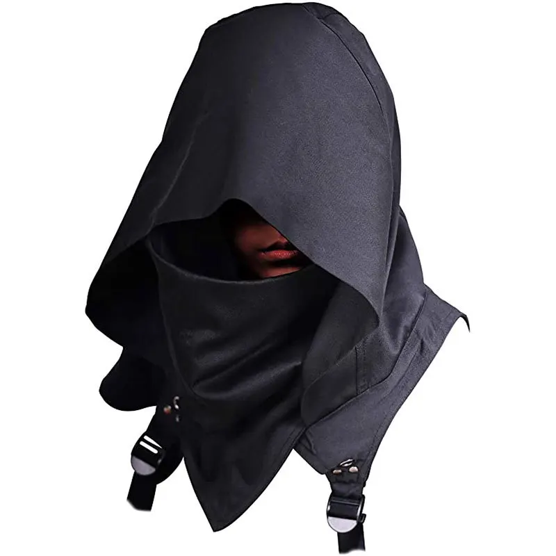 Cyberpunk Rogue Cowl Hood écharpe hiver cache-cou Costume Cape à capuche chapeau pour Halloween Cosplay et usage quotidien
