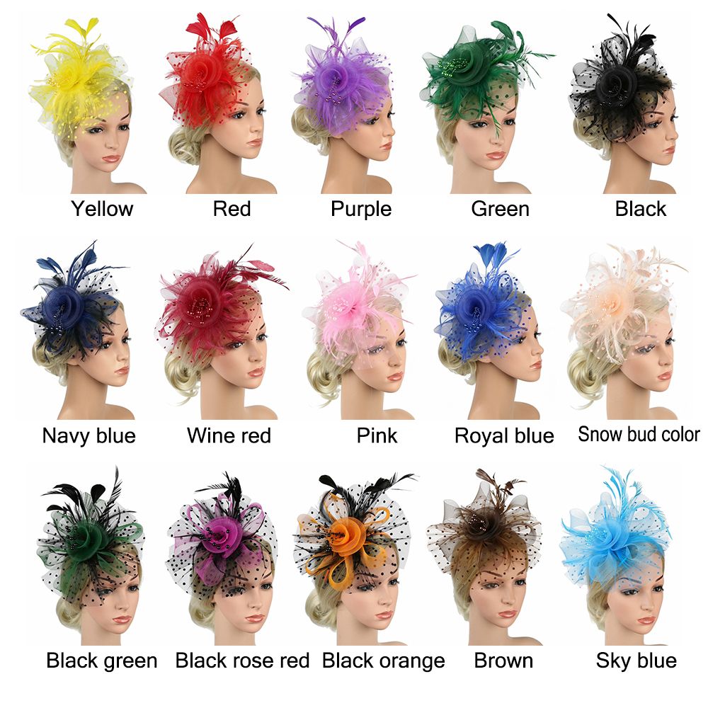 Accessoires pour cheveux maille fleur cheveux fascinateurs plumes de mariage pince à cheveux fascinateur chapeau thé fête bandeau Alice bandeau pince