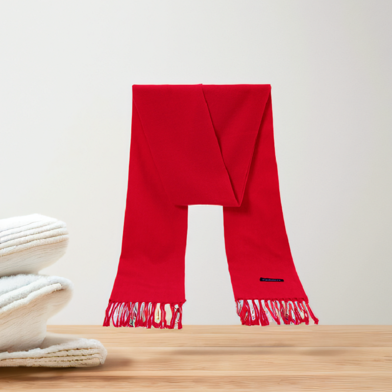 Écharpe en cachemire rouge pour femme, châles enveloppants avec pompon, Pashmina, jubilé, hiver, épais, silencieux, 2024