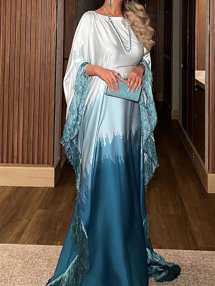 Abaya-Robe Maxi Musulmane de Luxe pour Femme, Manches Chauve-Souris, Patchwork, Col Rond, Ramadan, Eid, Dubaï, 2024