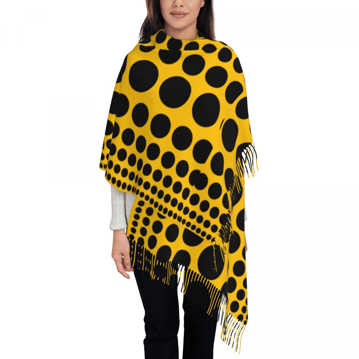 Infinity – écharpe à pois pour femmes, châles et enveloppes chauds d'hiver en cachemire, grand châle Yayoi Kusama pour dames