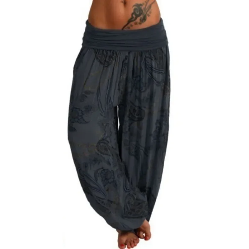 Pantalon large imprimé pour femme, pantalon long décontracté, à la mode et artistique, pantalon rétro Harlan, adt