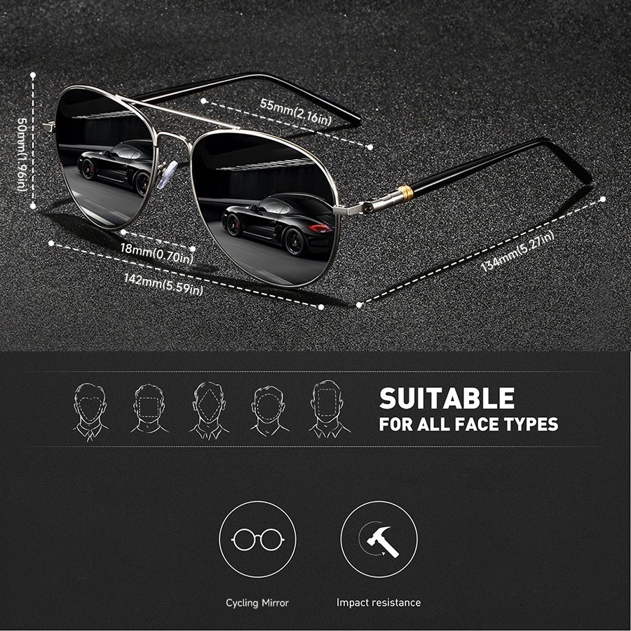 Lunettes de soleil vintage à monture métallique pour hommes et femmes, idéales pour la pêche et la conduite, de marque de luxe, anti-reflets