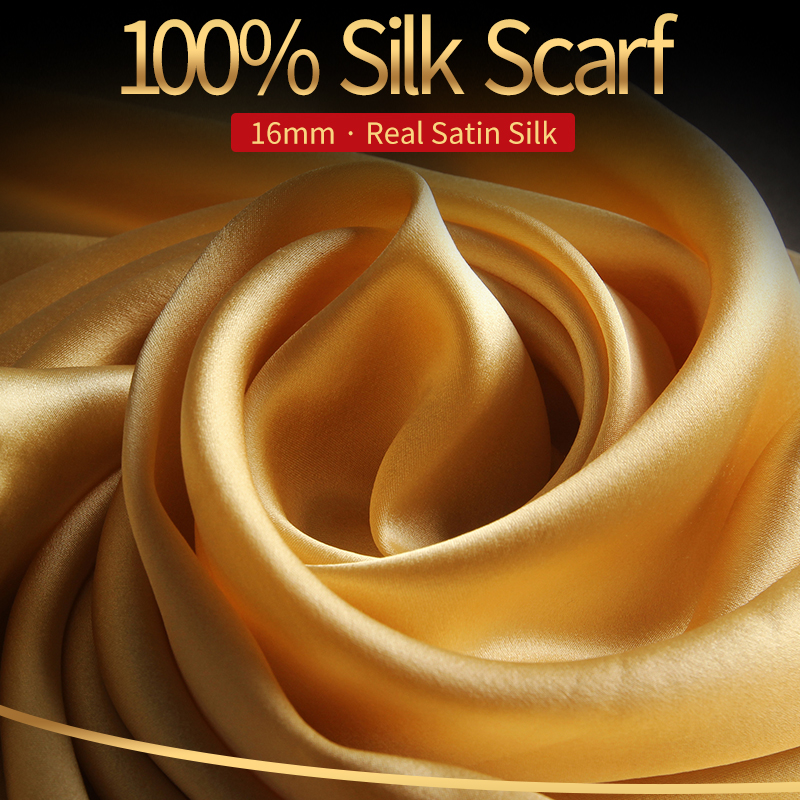 Foulard Long en soie naturelle pour femmes, châle de luxe, en Satin, Bufanda,foulard en soie,foulard cheveux