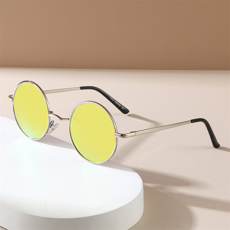 Lunettes de soleil Hippie rondes rétro pour femmes et hommes, tendance Punk Disco, lunettes de fête, cercle en métal, Protection UV