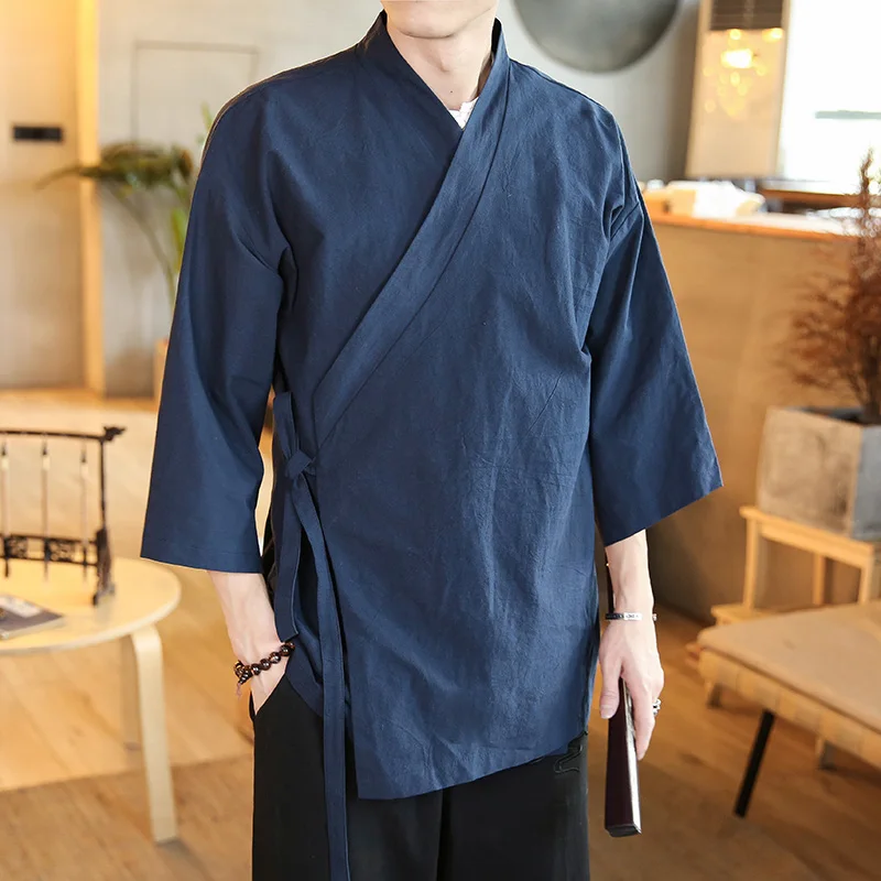 Vêtements orientaux pour hommes, hauts orientaux, chemises orientales pour hommes, chemisier Hanfu Cheongsam en lin, vêtements de Style Vintage, Traditio chinoise