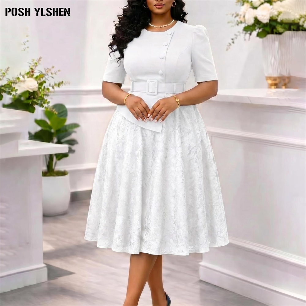 Robes d'été élégantes en dentelle patchwork pour femme, robe blanche femme, nouvelle collection 2026, vêtements pour femme, robe sexy pour invité de mariage, fête, anniversaire