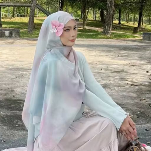 Nouveau Foulard Hijab en Coton Imprimé Tendance pour Femme, Châle Long Effet Aquarelle, Voile de Tête pour Ramadan et Aïd 180*70cm