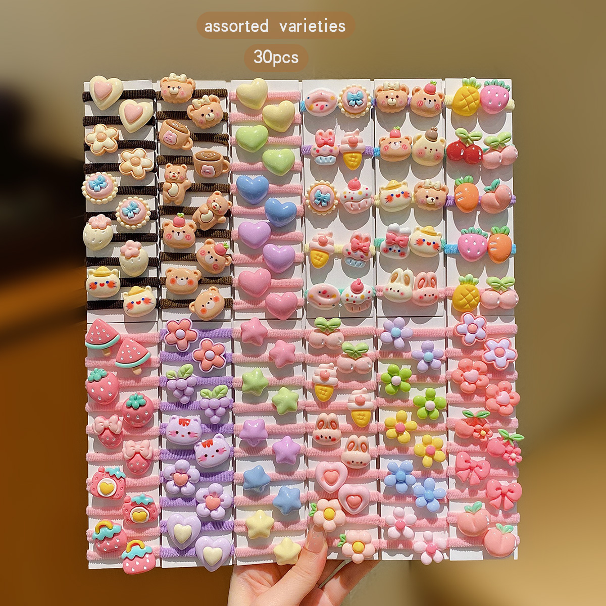 Bandeaux de cheveux de dessin animé aléatoires, adaptés à un usage quotidien comme accessoires de bande de caoutchouc, 30 styles mignons