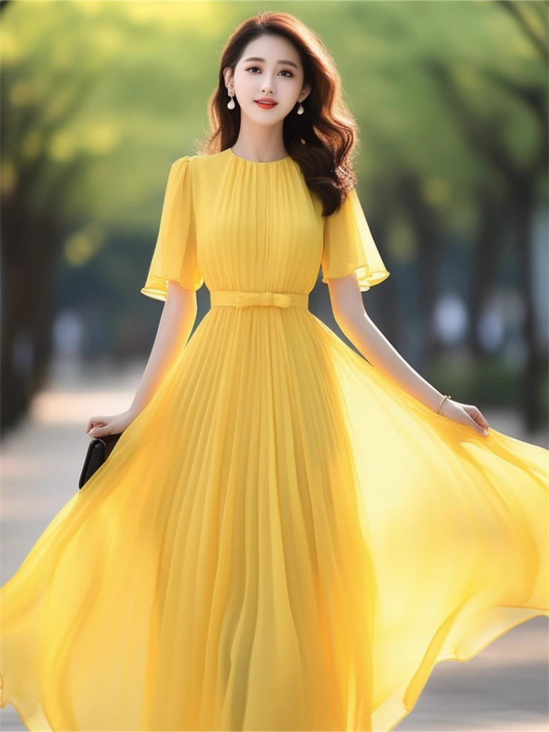 2025 été en mousseline de soie Chic bal de mariage robe mi-longue femmes élégant décontracté bohème plage vacances robe coréenne moulante fête robes
