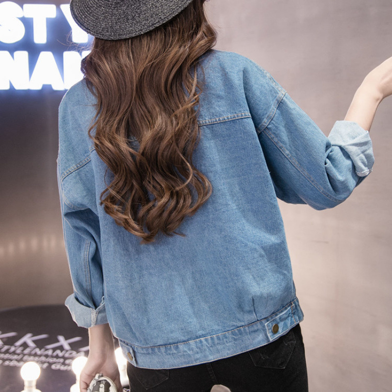 Manteau femmes 2025 nouvelle veste en jean décontractée col rabattu poche bouton lâche printemps automne vêtements pour femmes JQMY8803