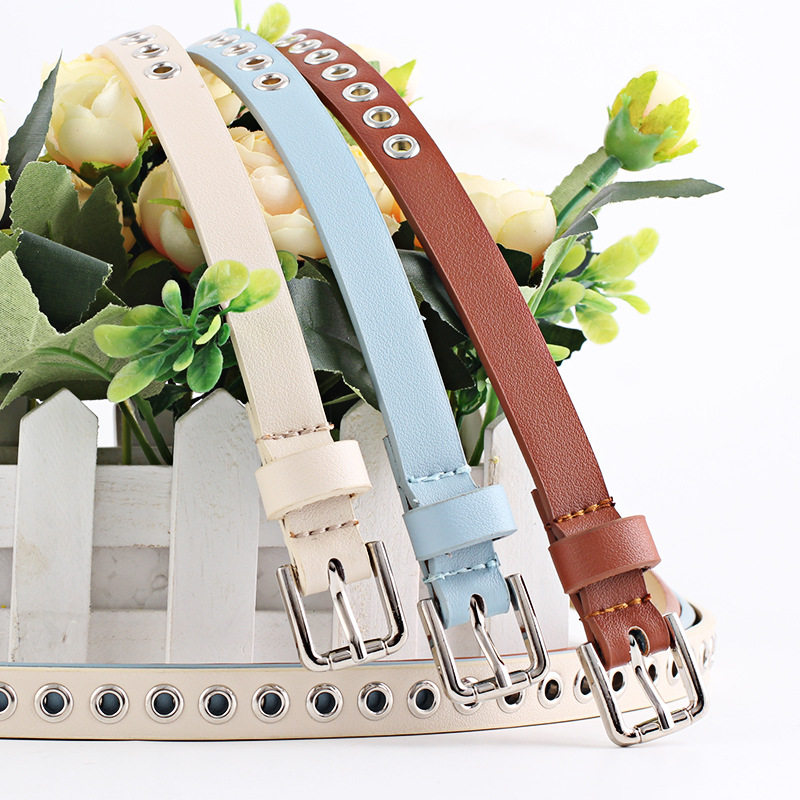 Ceinture en cuir pour femmes, Punk Cool, boucle en métal, Double œillet réglable, à la mode, pour robe en jean, ceinture à trou