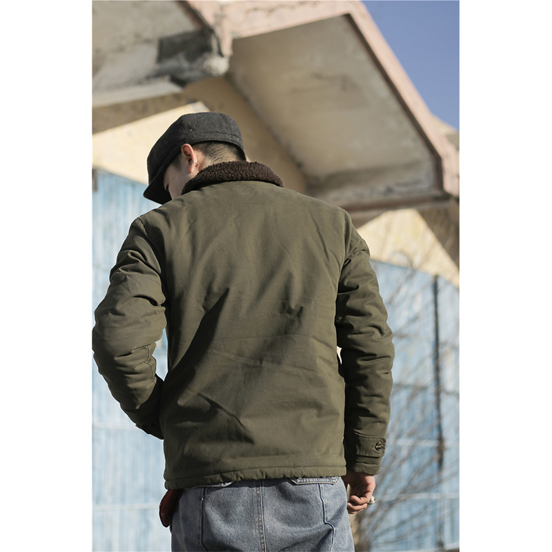 Haute qualité 100 coton vintage USN WW2 USMC épais sherpa polaire vêtements d'hiver kaki travail militaire blanc N1 pont veste pour hommes