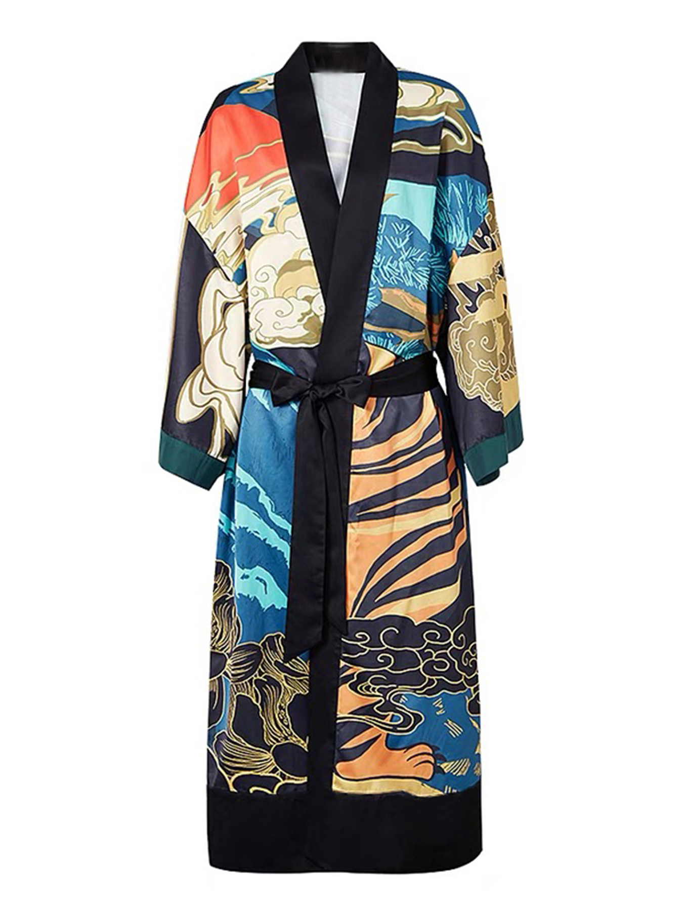 Cardigan Kimono Design tigre Oriental, Vintage, d'inspiration chinoise, manches longues, coupe ample, style Boho Chic, vêtements d'extérieur