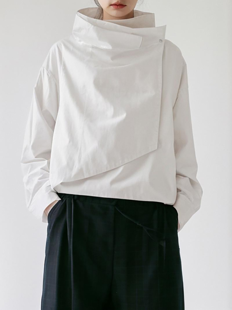 Veste d'automne pour femmes, col haut, manches longues, coupe ample, manteau, couleur unie, asymétrique, Cool, vêtements d'extérieur pour femmes