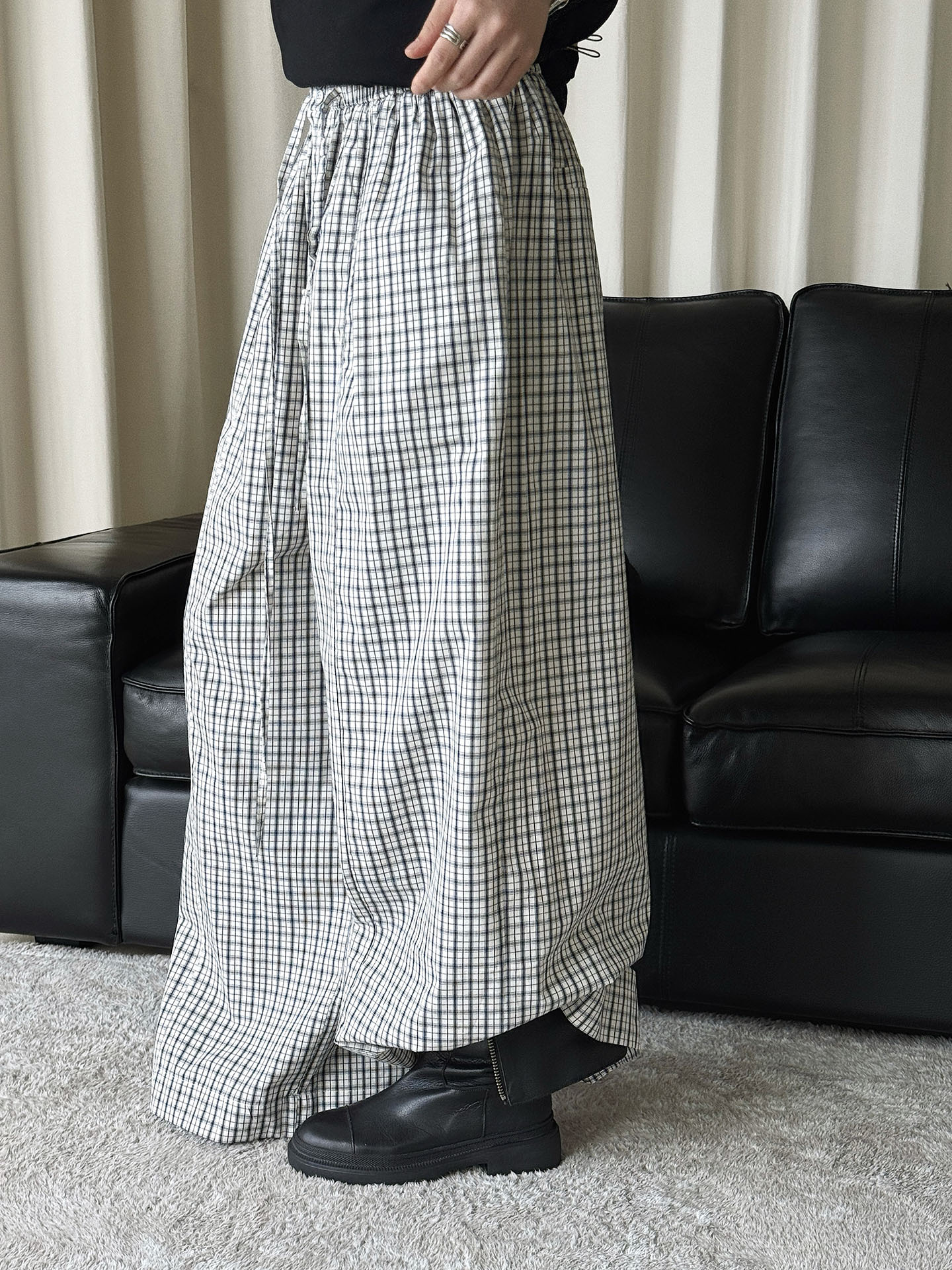 Pantalon décontracté à carreaux de style japonais pour femmes, avec cordon élastique, nouvelle collection d'été