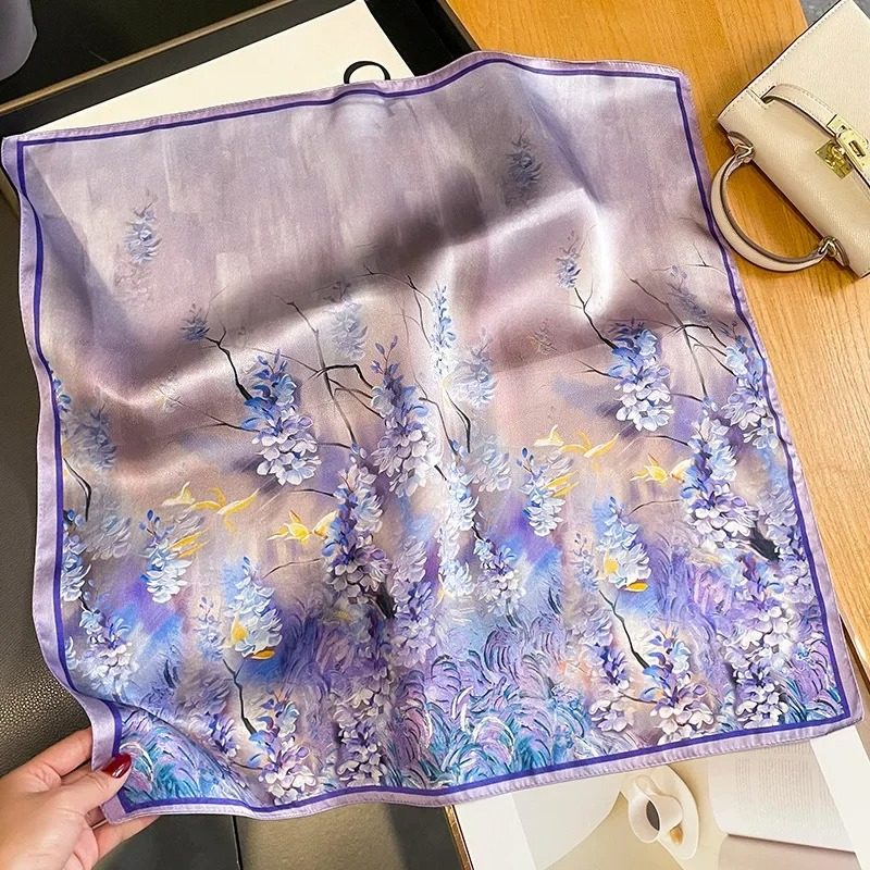 InjNeck-Écharpe carrée pour femme, foulard pour femme, joli imprimé Harvey, ruban de sac, bandeau, foulard, 100% réel, nature