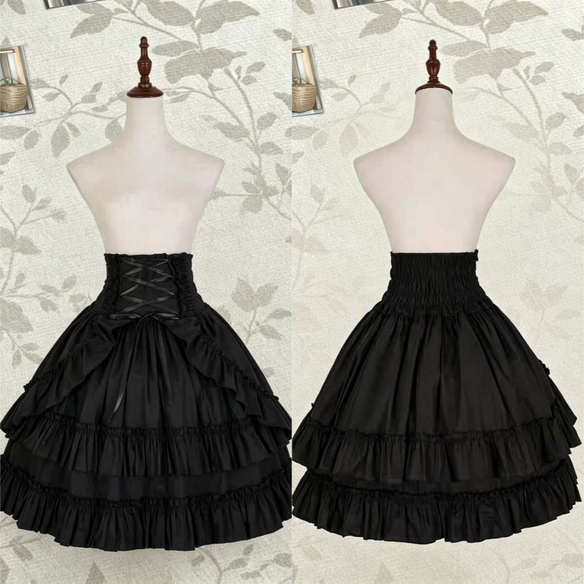 Jupe mi-longue vintage gothique Y2K Lolita pour femme, jupe médiévale moelleuse et superposée, jupe bouffante pour cosplay, mode été, taille mi-haute