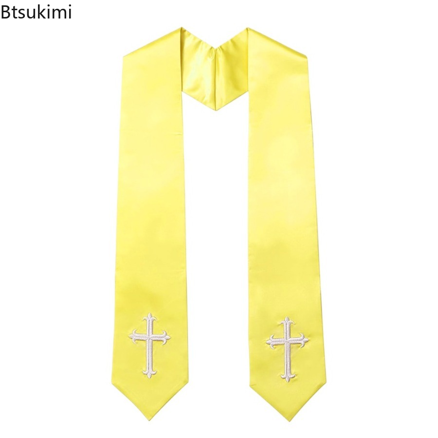 Étole de clergé double face pour adulte, haut de gamme, brodée d'une croix, pour mariage, église, chorale, ou occasions sacramentelles