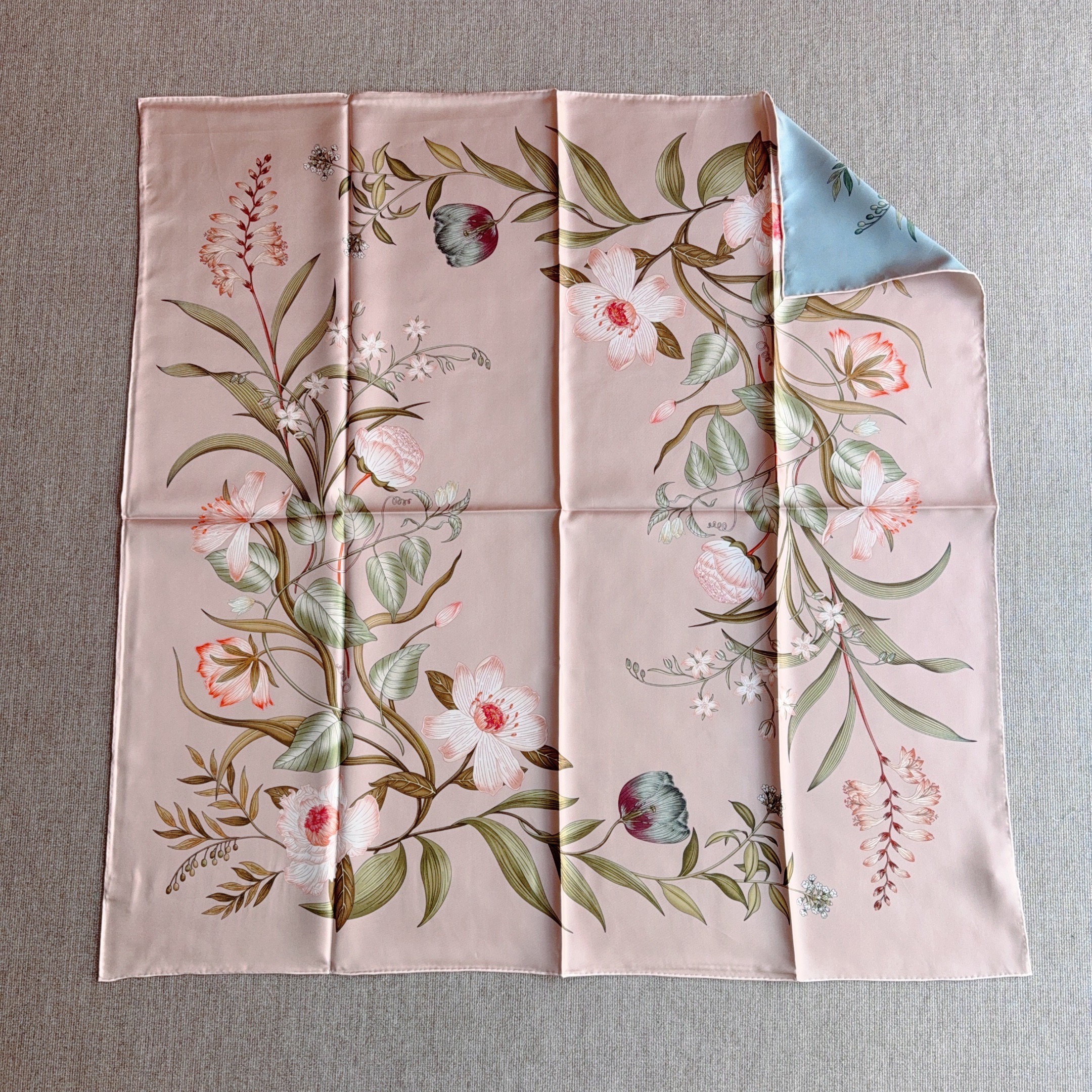 Foulard en soie double face 100% soie, turban, écharpe de cou, châle de luxe pour femme 90x90 18mm d'épaisseur