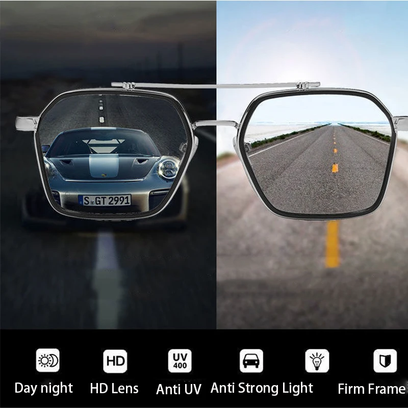 Lunettes de soleil photochromiques pour femmes/hommes, monture métallique UV400, lunettes de mode