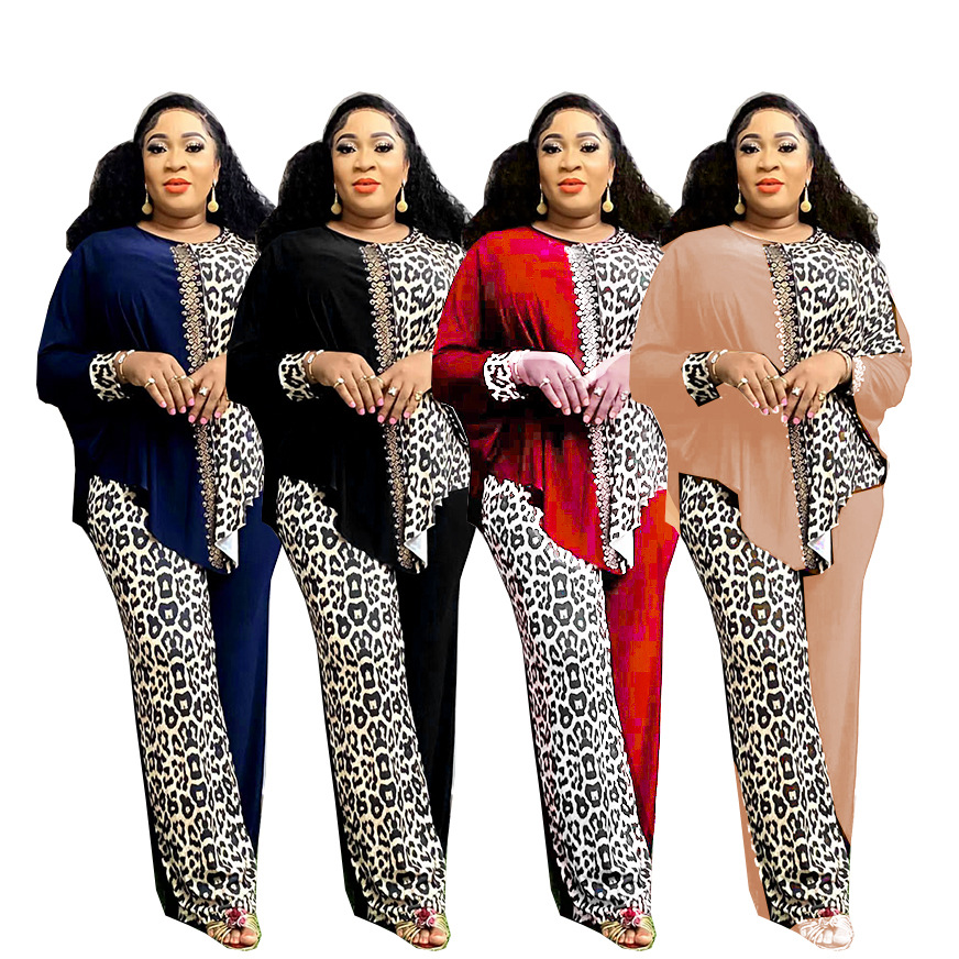 Ensemble Dashiki Africain Élégant à Manches sulfet Col Rond pour Femme, Vêtements Assortis de Grande Taille, Automne, 2 Pièces