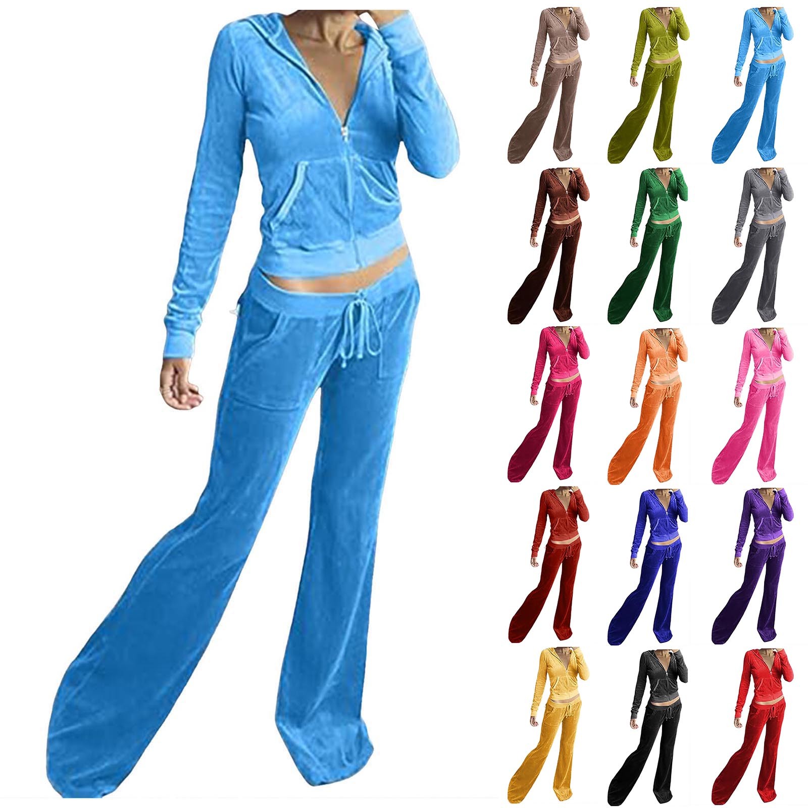 Ensemble de survêtement en velours pour femme, veste à capuche zippée, pantalon de survêtement imbibé, tenue décontractée, coupe couvertes, document solide, 2 pièces