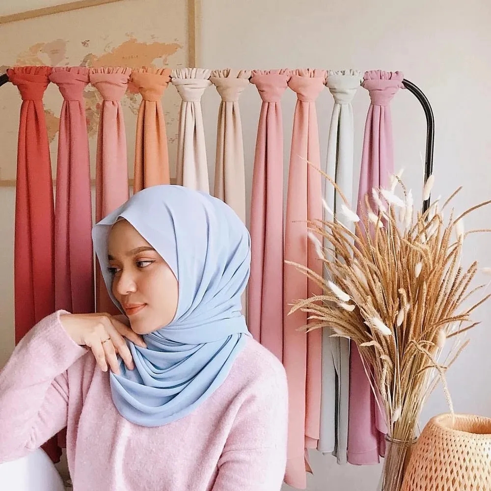 Ramadan musulman en mousseline de soie Hijabs pour femme couleur unie foulard Long châle écharpe femmes Jersey Hijabs dames Islam Voile Hijab
