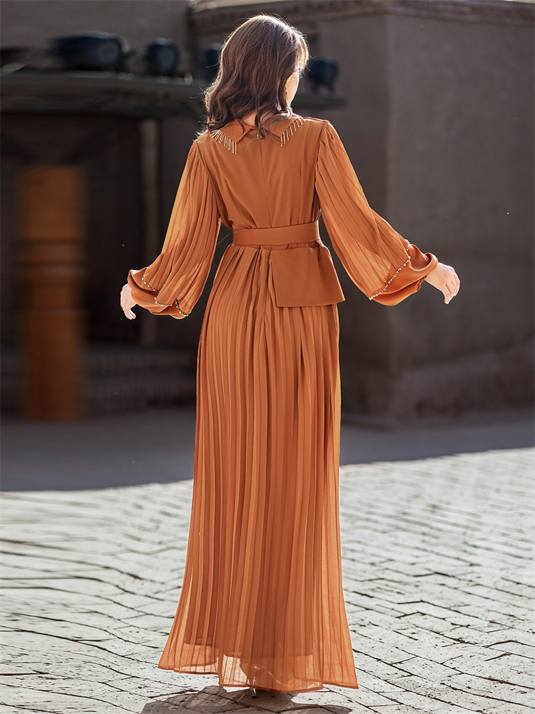 Ramadan Eid caftan robes Abaya Damen dubaï luxe musulman longues plis robes pour femmes Robe Femme Musulmane Kebaya vêtements
