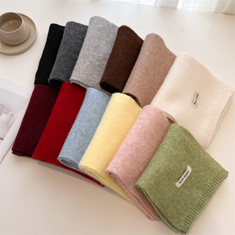 Styles coréens de luxe couleur unie hiver chaud tricoté écharpe femmes châles simples dame doux enveloppes foulard cachemire Pashmina