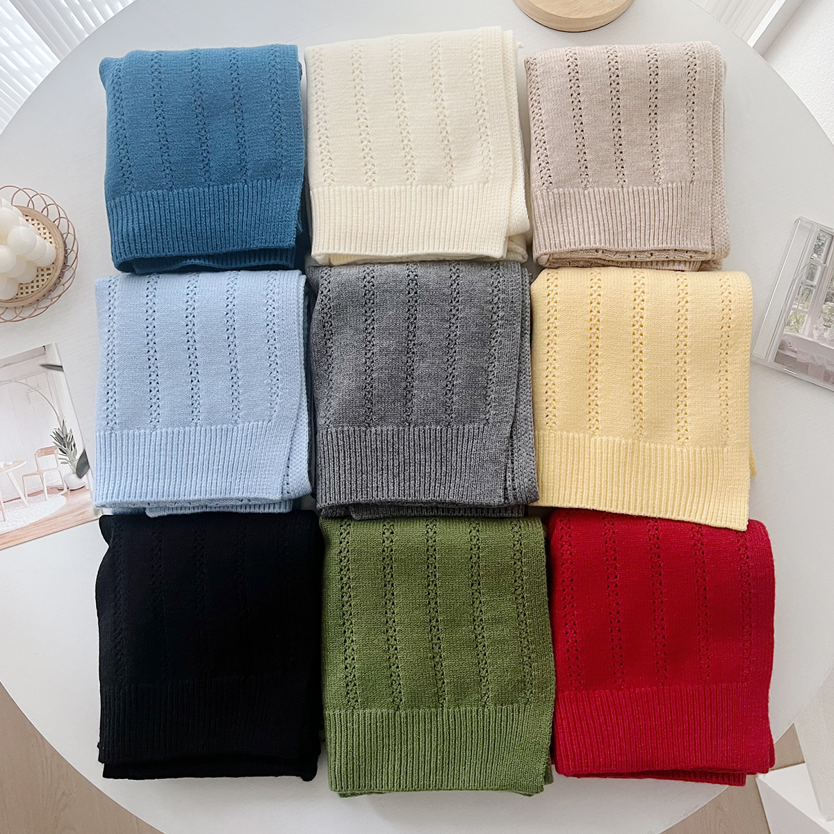 Styles coréens écharpe tricotée femmes hiver foulards chauds Simple couleur unie Design châle doux cachemire Pashmina cou gilet