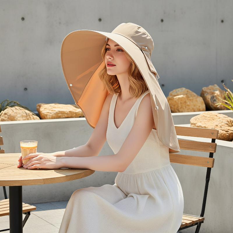 Chapeau de soleil à large bord UPF50+ pour femmes, visière UV intégrale pour les vacances d'été à la plage, les sports de plein air