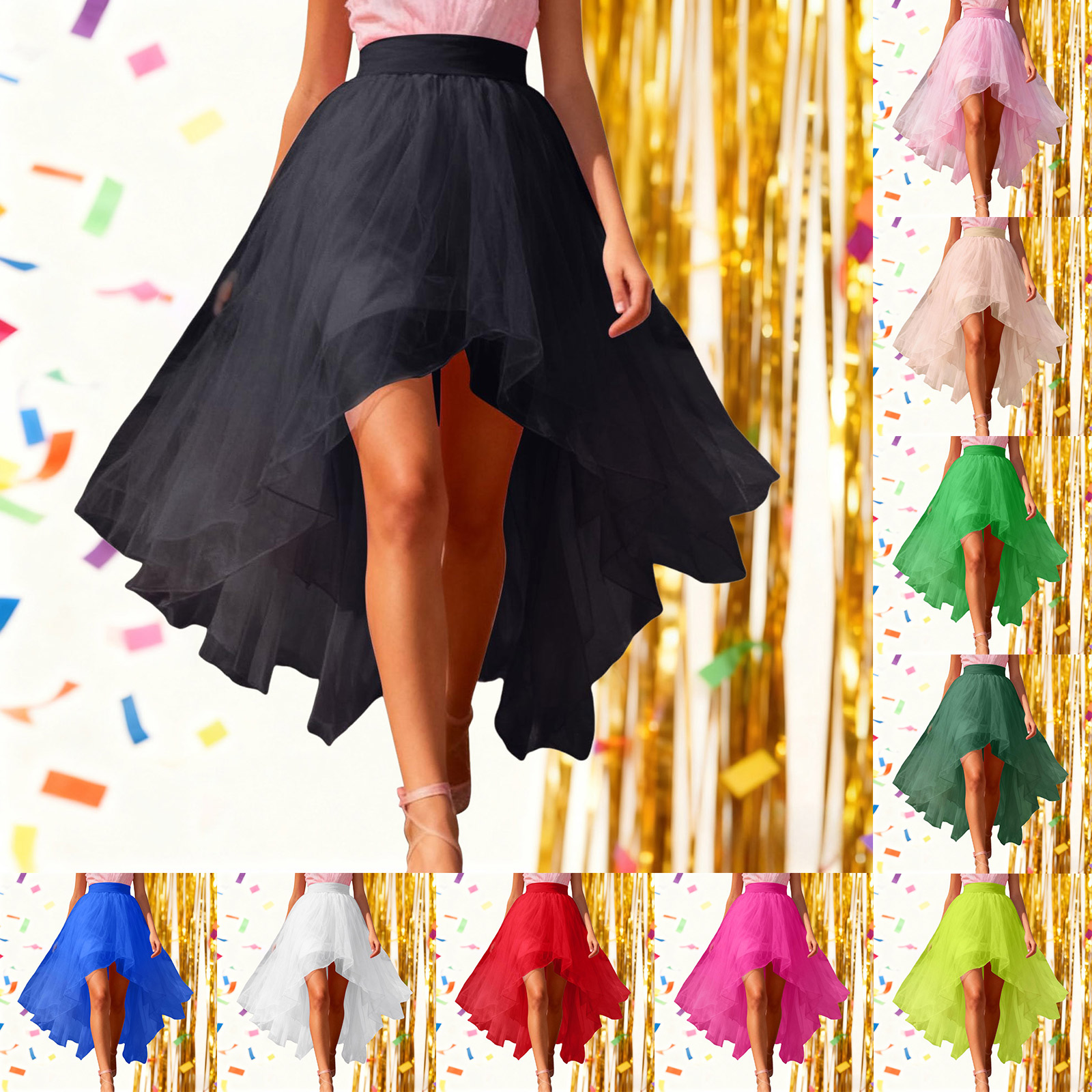 Jupe tutu asymétrique longue pour femme, jupe de ballet multicolores arc-en-ciel à plusieurs couches pour carnaval, déguisement de fête