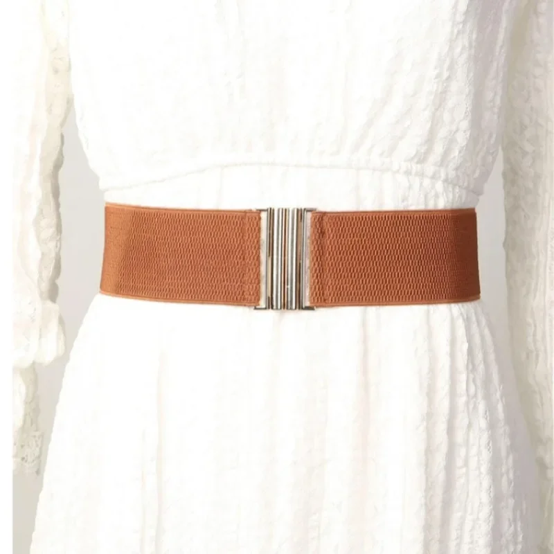 Ceinture de taille pour manteau en duvet pour femme, bande élastique large, sangle noire féminine, accessoires de décoration de robe, structure en métal, environnement simple