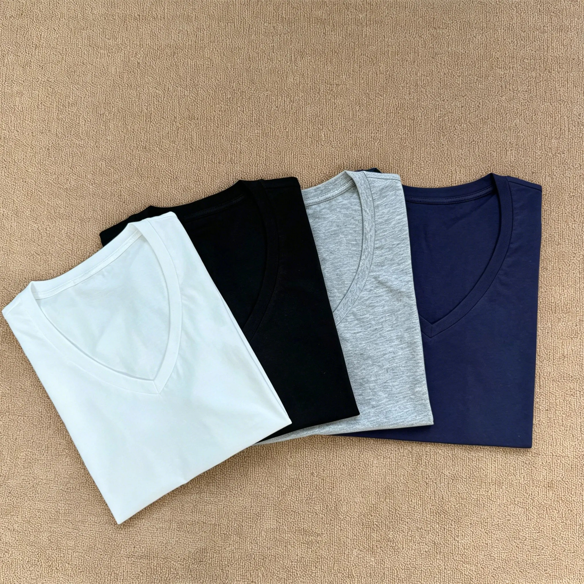 T-shirts pour femmes, vêtements féminins, col en V, manches courtes, polo pour femmes, matière en coton, vêtements pour femmes de haute qualité