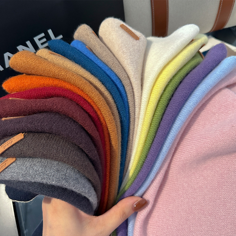 100% nouvelle laine Triangle écharpe pour femmes mode chaud tricoté couleur unie laine douce Triangle et enveloppement Bandana Pashmina foulards