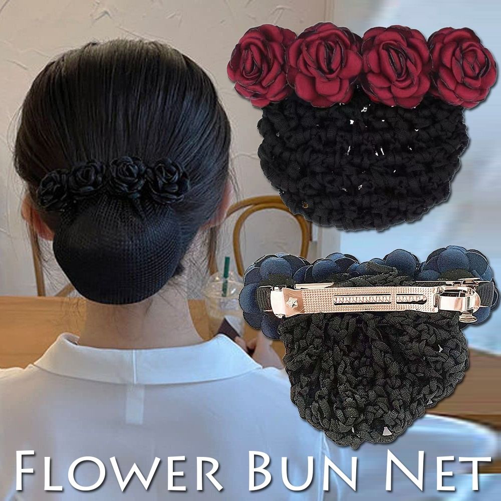 Filet de couverture de chignon français pour femmes, barcordon de nœud, pince à cheveux, nœud, ruban de fleur, accessoires pour cheveux pour banques, hôtels, personnel