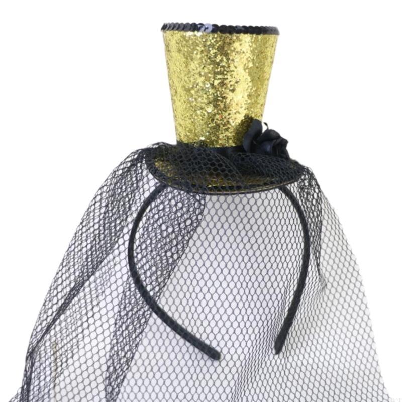49mf voile haut chapeau fascinateurs Hair Hoop Tea Hat pour filles enfants vintage Pillbox Hat à thé Fascinateurs