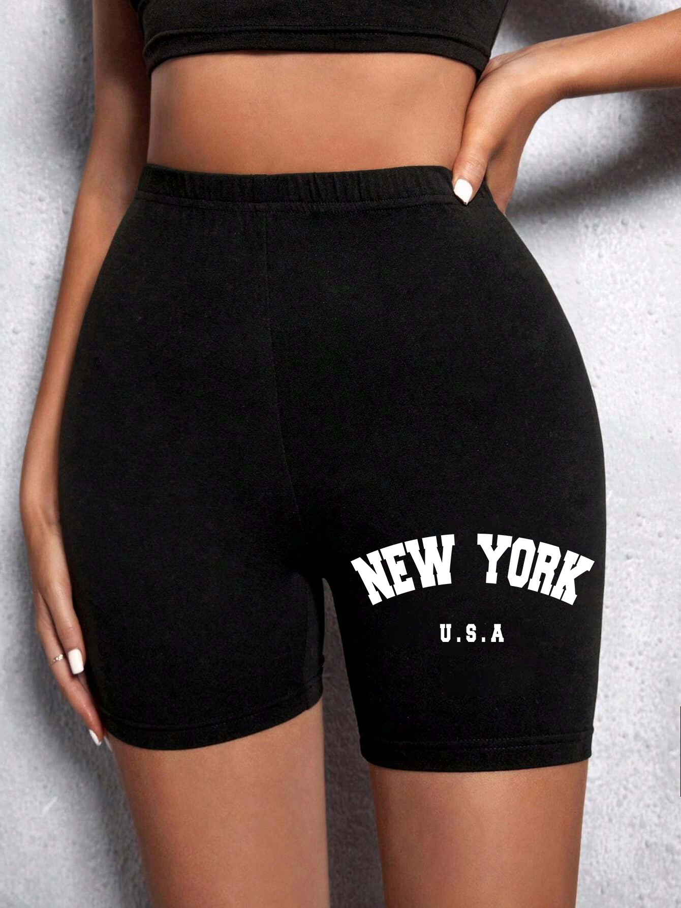 Short de Sport d'été pour femmes New York l'émipure City lettre impression Fitness pantalon court extensible mince doux femme Sport jurer