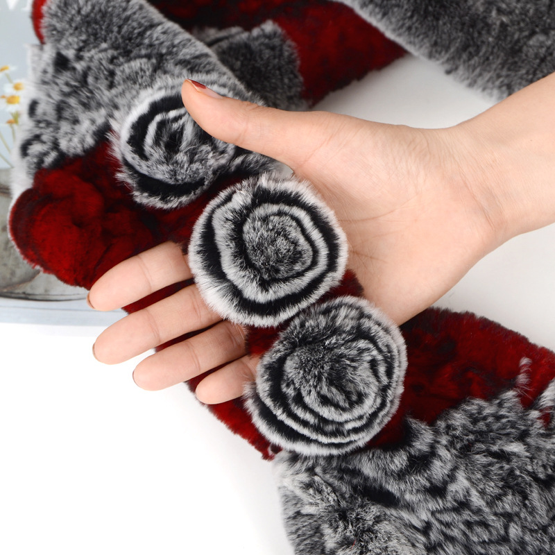Écharpes en fourrure de lapin Rex véritable pour femme, collection mode 2026 – Écharpe et cache-oreilles chauds et doux en fourrure de lapin Rex naturelle pour l'hiver