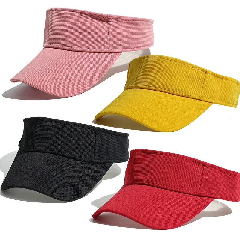 Visière réglable d'été pour hommes et femmes, Protection UV rouge noir rose, haut vide solide, sport, Tennis, Golf, course à pied, casquette de Protection solaire