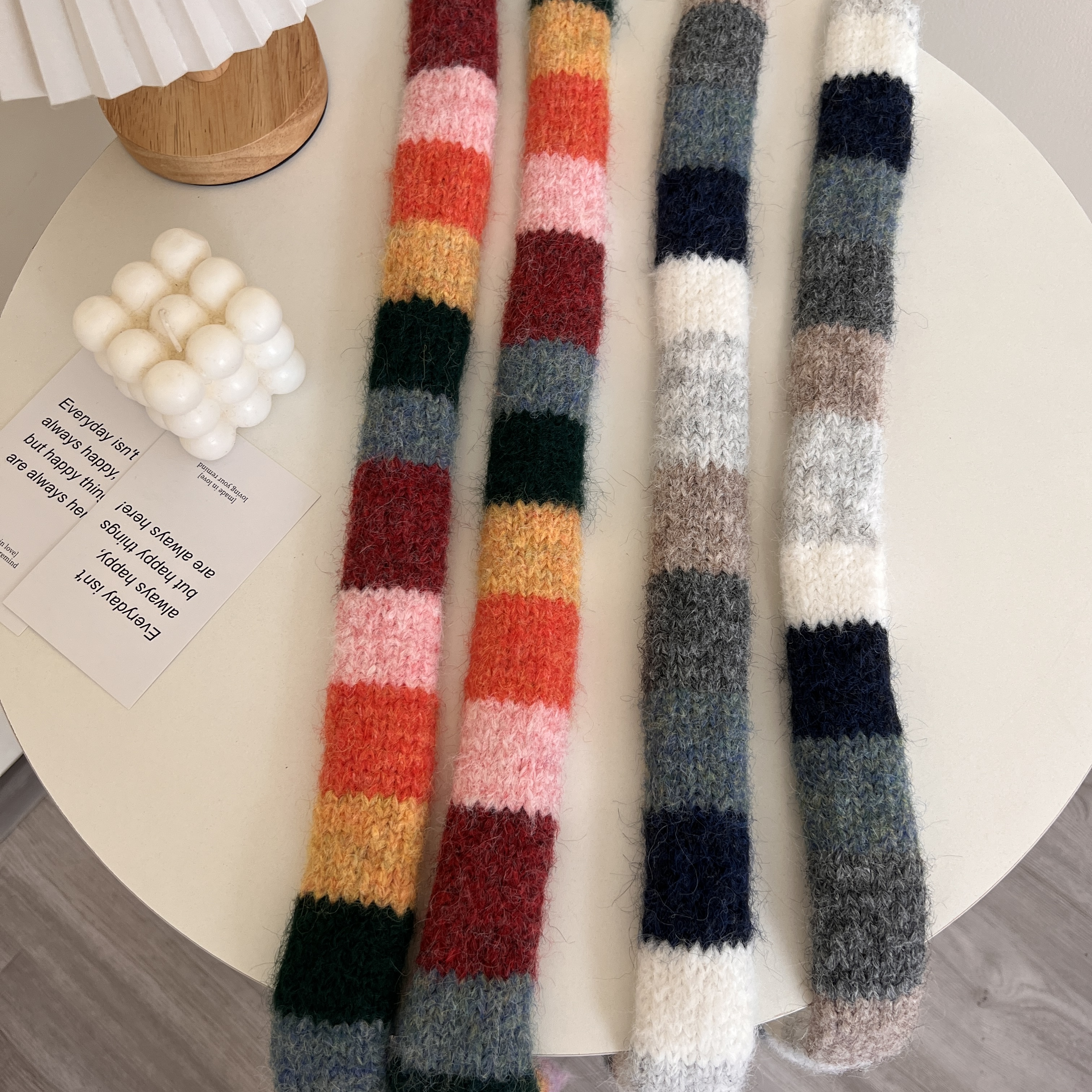 Écharpe à rayures colorées Y2g pour femmes, fine et étroite, longue, Design de Niche, écharpe décorative assortie avec tout, automne et hiver