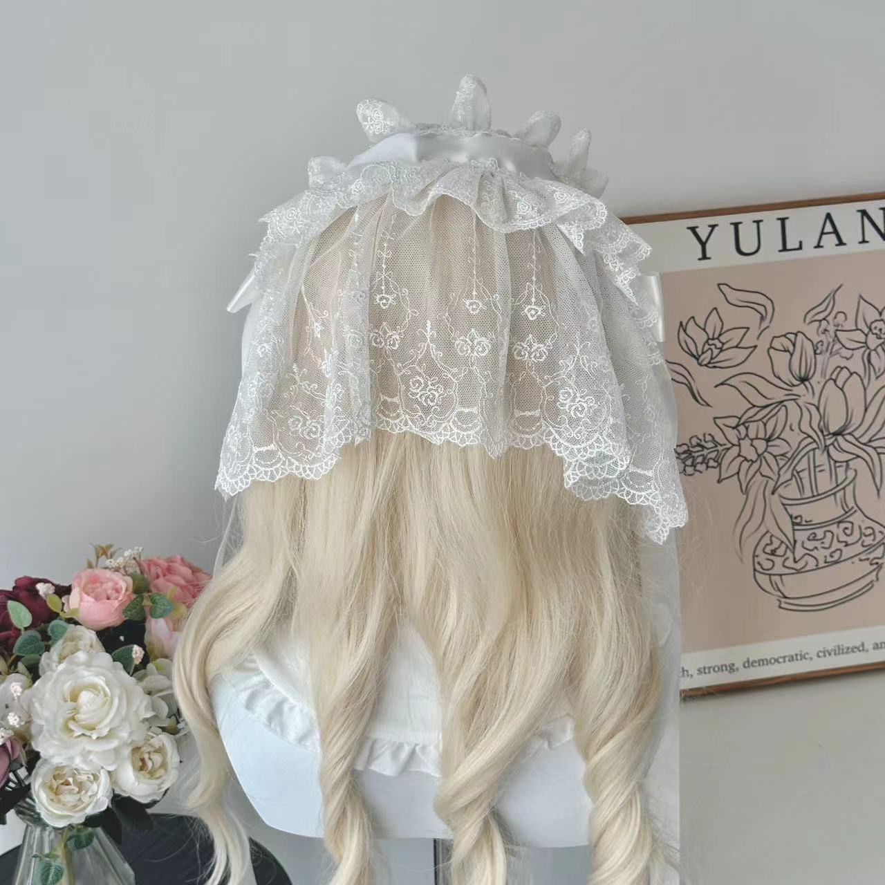 Bandeau gothique Lolita fait à la main, voile noir/blanc, accessoire Vintage élégant, nœud Lolita, Collocation de mode quotidienne, couvre-chef pour femme