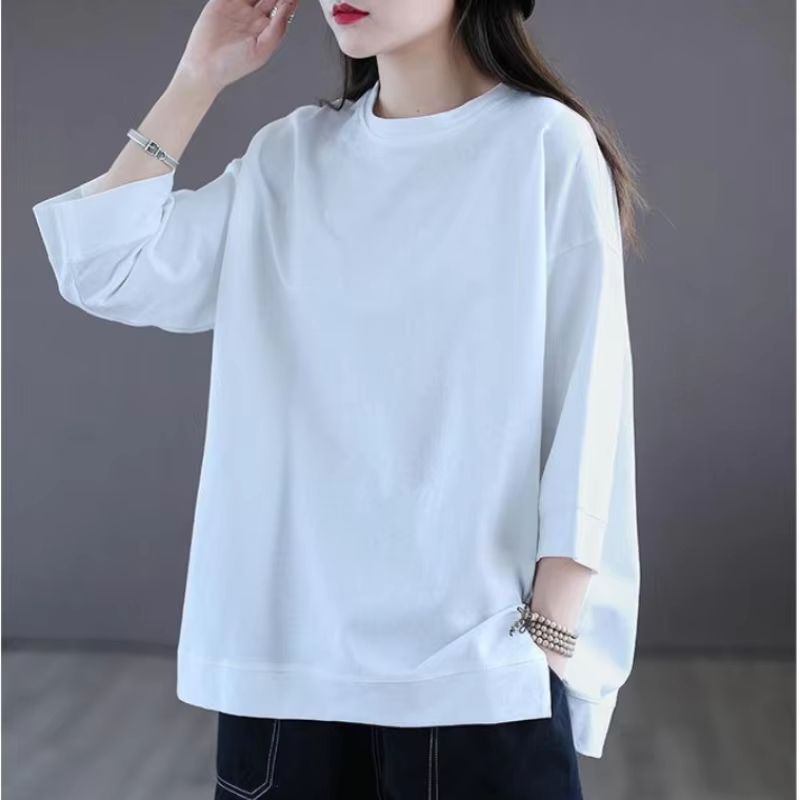 T-shirt manches courtes pour femmes, nouvelle simplicité, polyvalent, décontracté, mode, manches 3/4, élégant, couleur unie, printemps et été