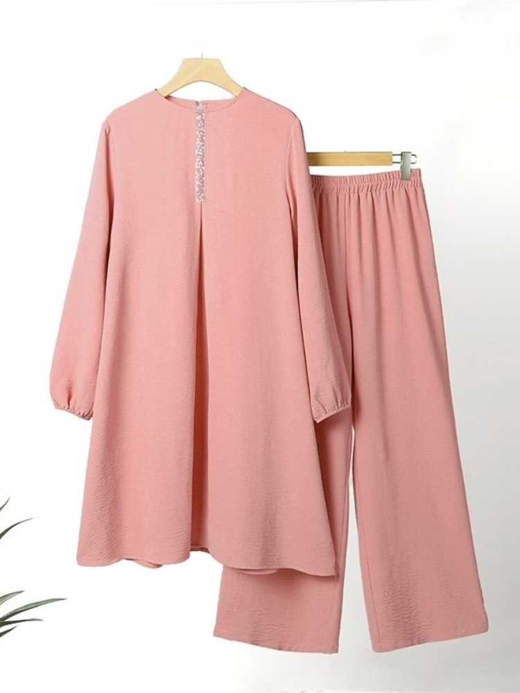 Robe musulmane décontractée pour femmes, ensemble 2 pièces, chemise à manches longues, pantalon à jambes larges, robes arabes saoudiennes de dubaï, automne 2023